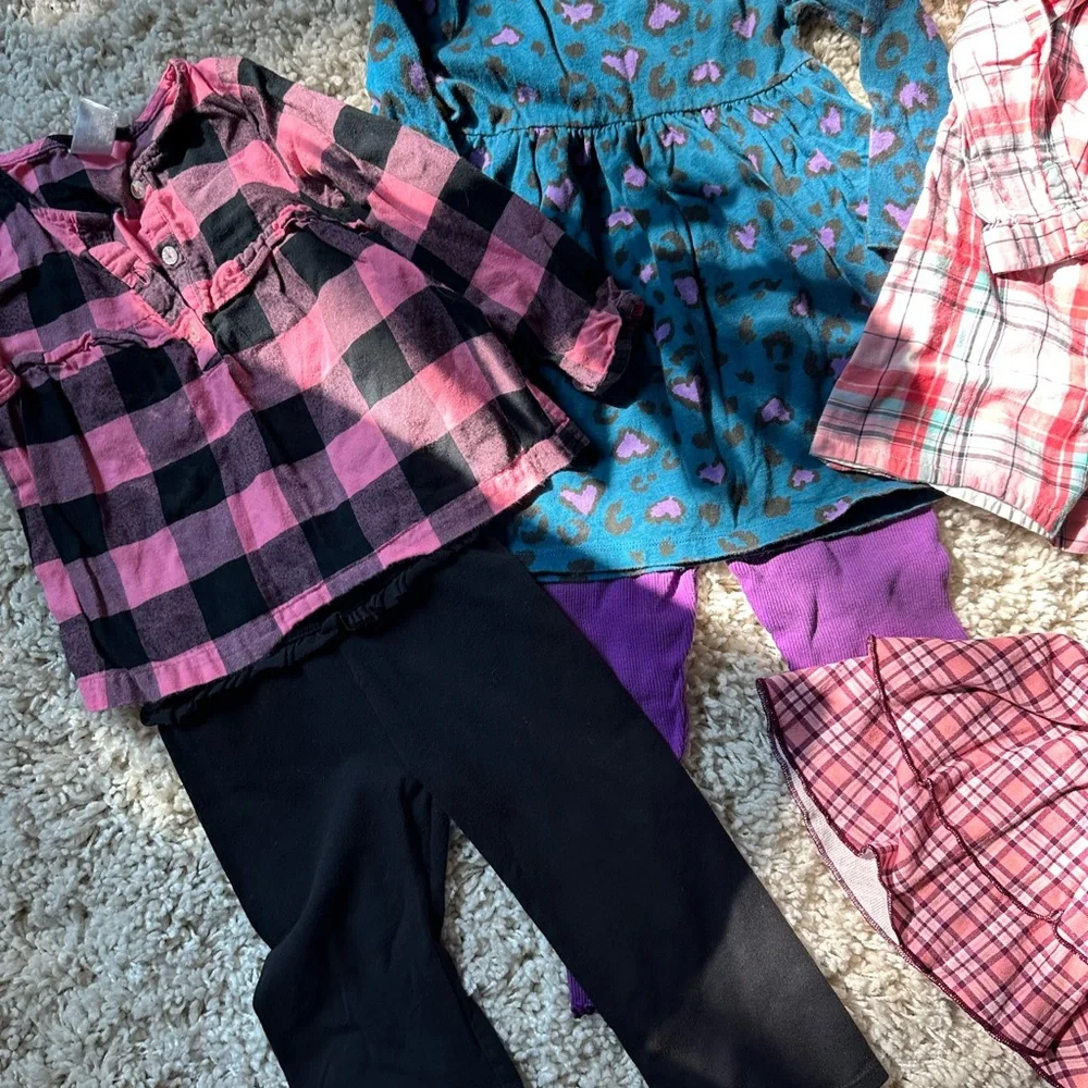 Girls 2T Fall Autumn flannel colorful set of girl toddler tops dresses s…
